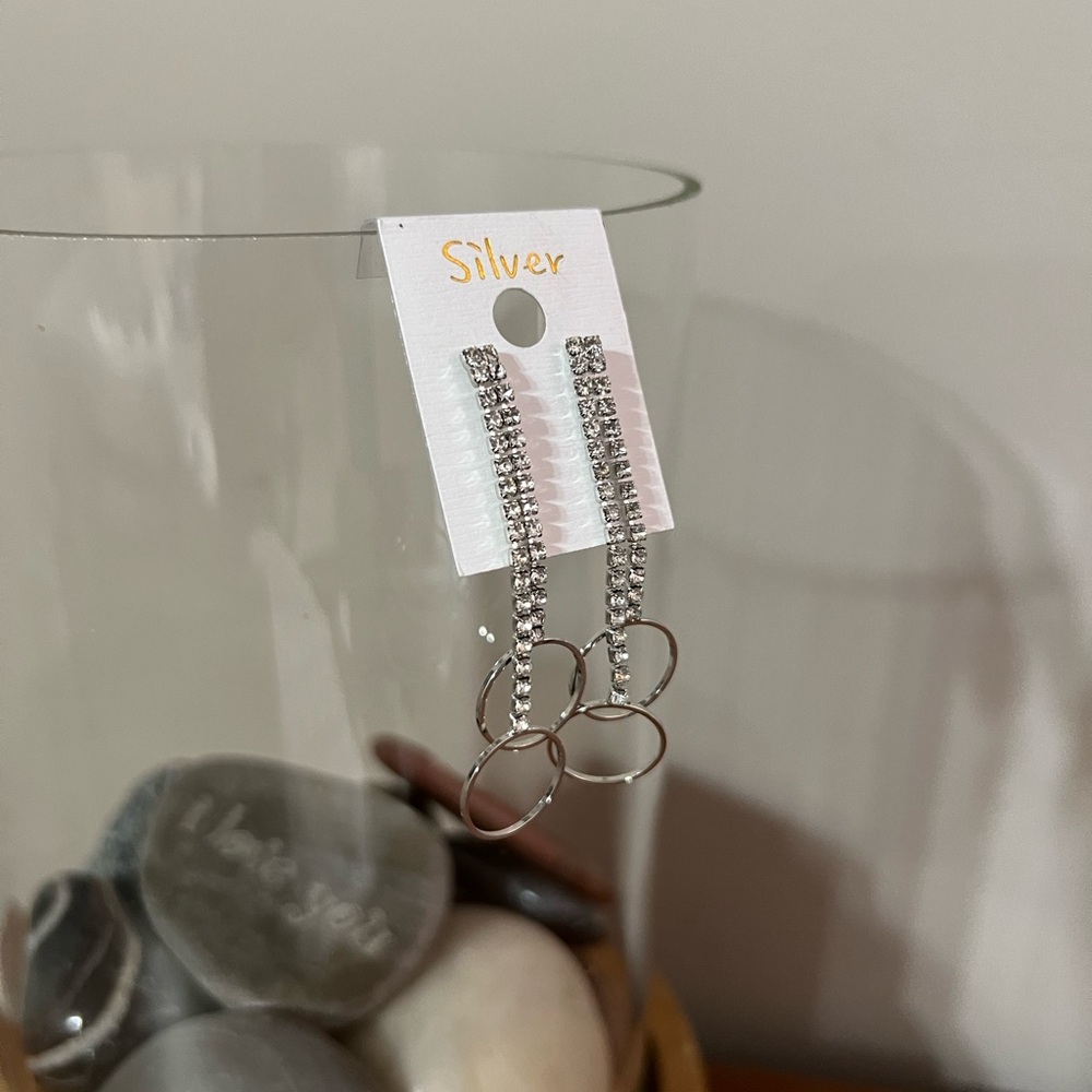 Crystal dangling earrings.